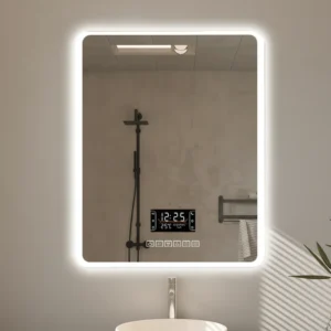 Lead-Free Certified Frosted Glass Bluetooth Mirror With 3 Color Adjustable Led Lights