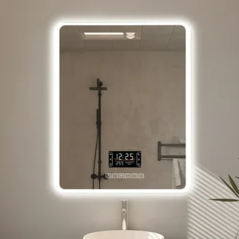 Lead-Free Certified Frosted Glass Bluetooth Mirror With 3 Colour Adjustable Led Lights