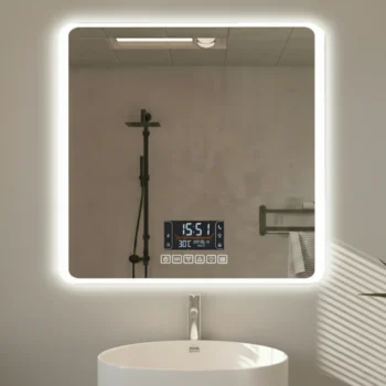 Lead-Free Certified Frosted Glass Bluetooth Mirror With 3 Colour Adjustable Led Lights